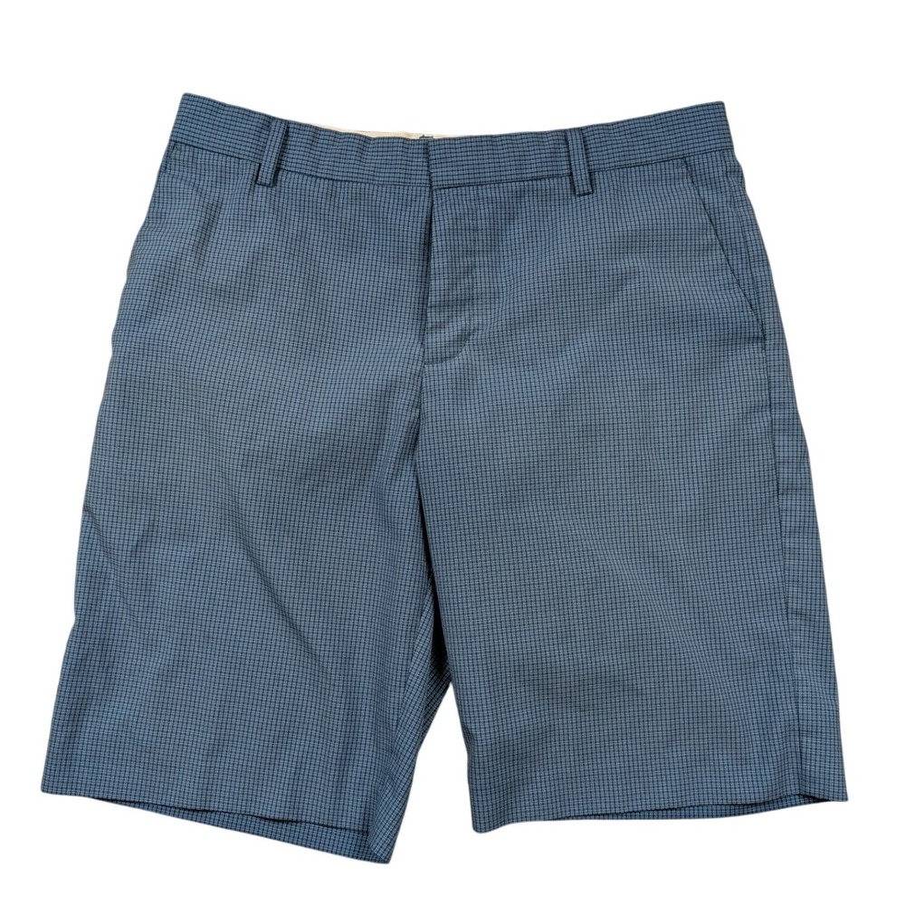 Adidas adiPURE Mens Blue Micro Check Golf Shorts Size 34 Flat Front Performance
